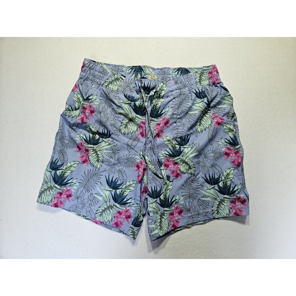 Duluth Womens Pier Genius Board Shorts Size S Blue Pink Floral Pockets UPF 50